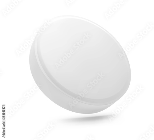 Realistic round pill isolated on white background. Vector illustration. Can be used for medical and cosmetic. EPS10. 