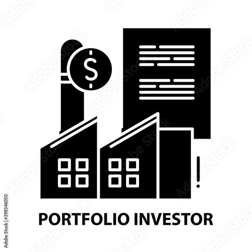 portfolio investor icon, black vector sign with editable strokes, concept illustration