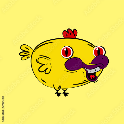 chicken laughing out loud, streetwear or t-shirt design
