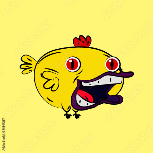 chicken laughing out loud, streetwear or t-shirt design
