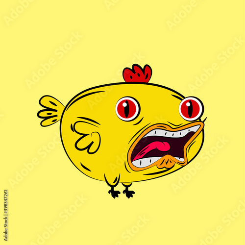 chicken laughing out loud, streetwear or t-shirt design