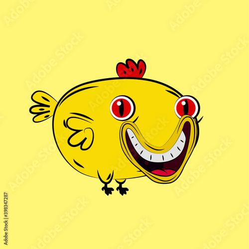 chicken laughing out loud, streetwear or t-shirt design