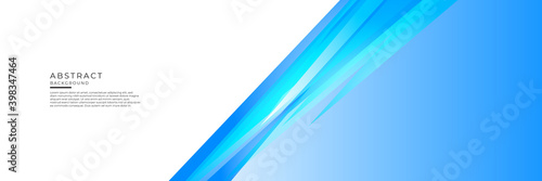 Abstract blue white wide banner background with light triangle shapes and white space fo text