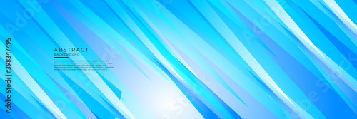 High contrast white blue and light blue glossy stripes. Abstract tech graphic banner design. Vector corporate background