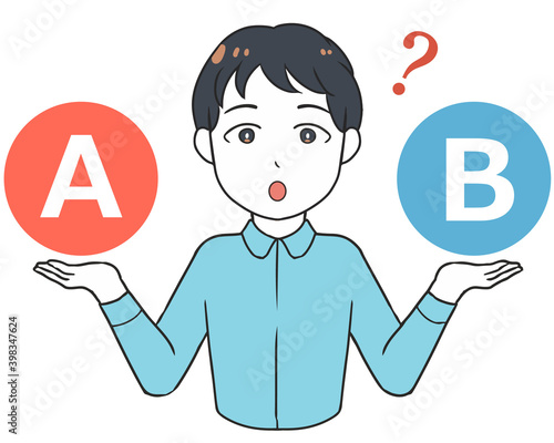 2つを比較する　悩む　男性