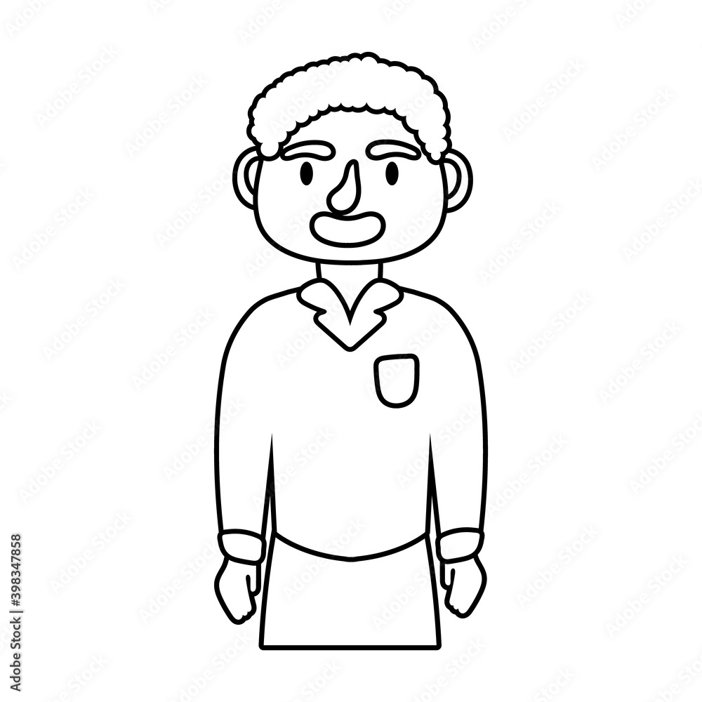 young man avatar character line style icon