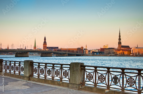 Riga, Latvia-December 9, 2020: city view from the embankment