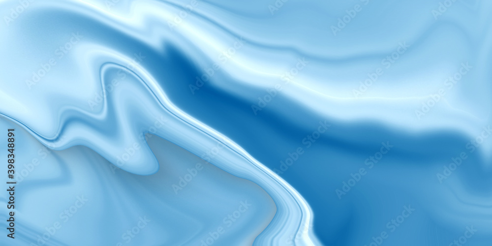 Fototapeta premium Blue flow background. Wave water Liquid shape color backdrop. Trendy Art design 