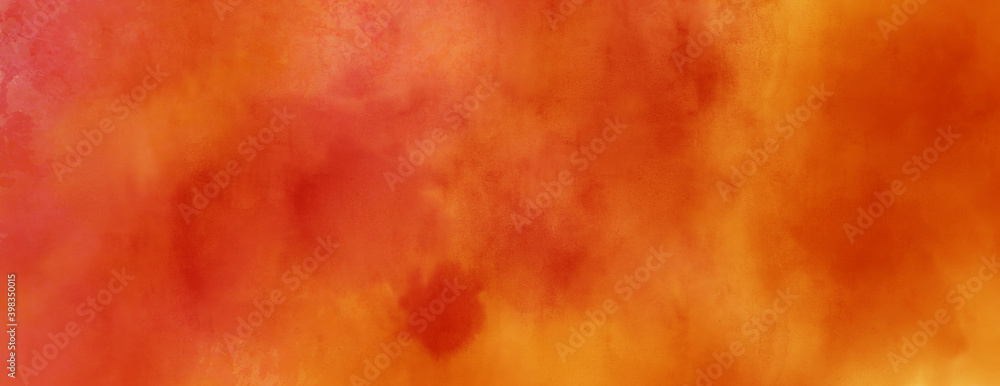 Orange and red background with abstract paint blotches and texture grunge