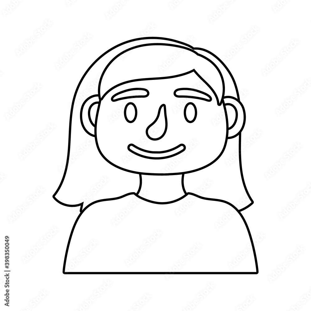 young woman avatar character line style icon