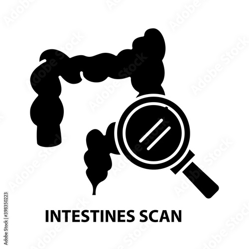 intestines scan icon, black vector sign with editable strokes, concept illustration