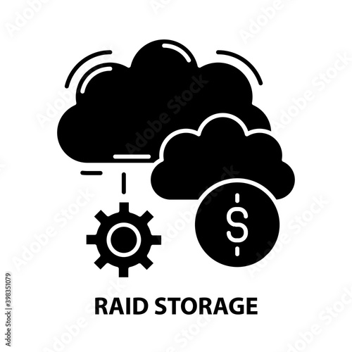 raid storage icon, black vector sign with editable strokes, concept illustration