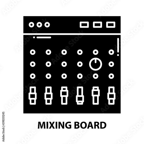 mixing board icon, black vector sign with editable strokes, concept illustration