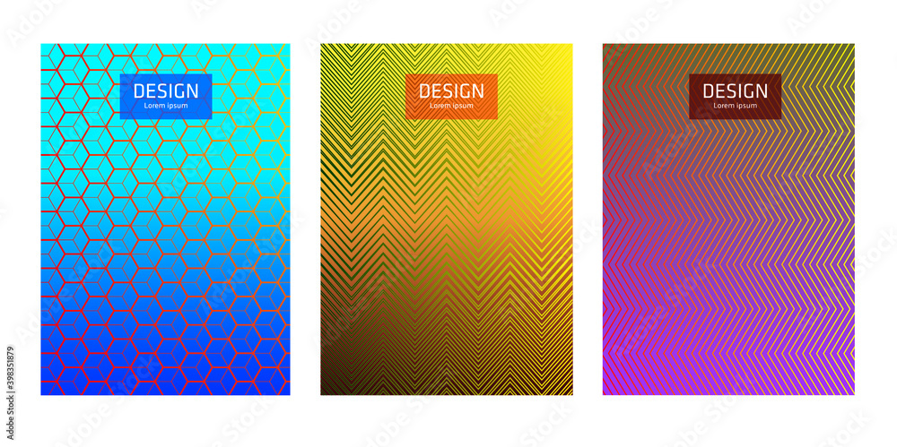 Geometric abstract background for catalogue, corporate brochure. Vector pattern and graphic design. Cover template set.