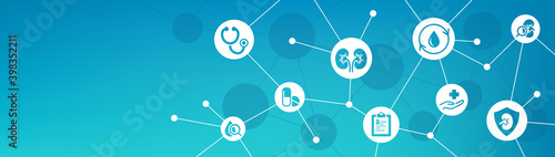 nephrology / dialysis / kidney disease treatment icon banner– vector illustration