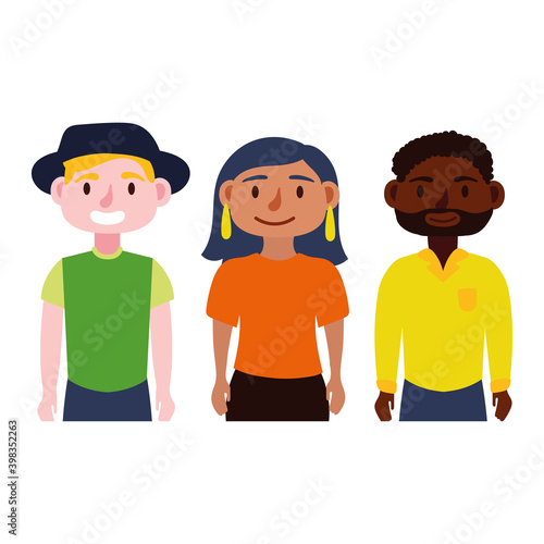young interracial people avatars characters