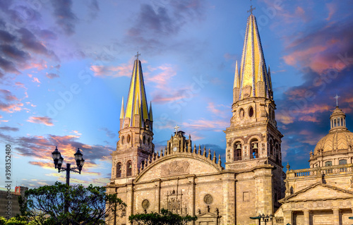 Landmark Guadalajara Central Cathedral (Cathedral of the Assumption of Our Lady) in historic city center.