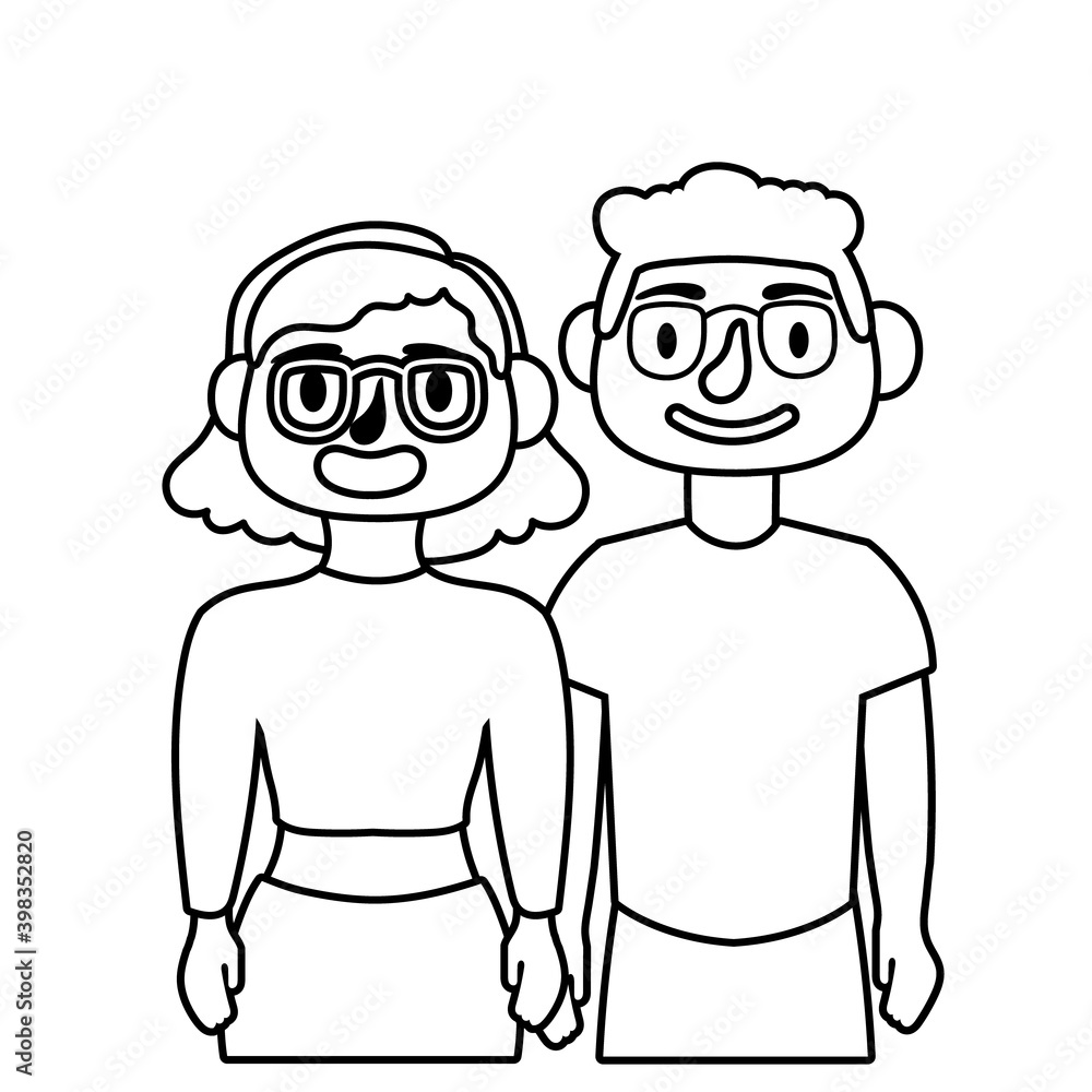 young couple avatars characters icon young couple avatars characters icon