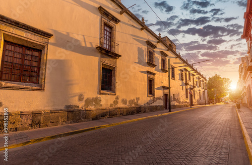 Colorful Guadalajara streets in historic city center near Central Cathedral. © eskystudio