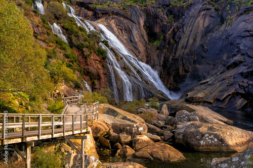 the boardwalk leading to the Ezaro Waterfall in western Galicia photo