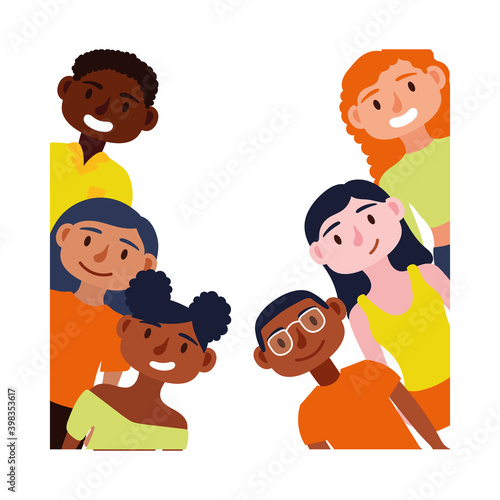 young interracial people avatars characters