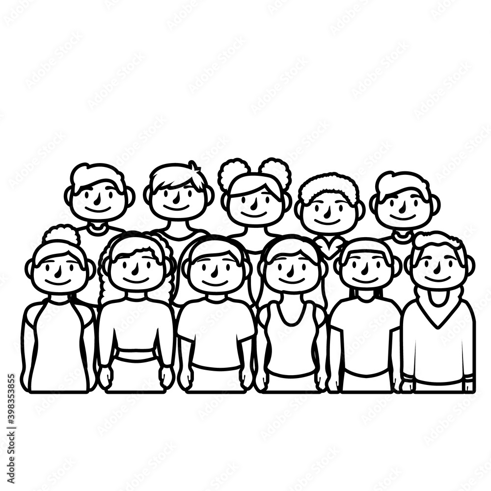 young people avatars characters line style icon young people avatars characters line style icon