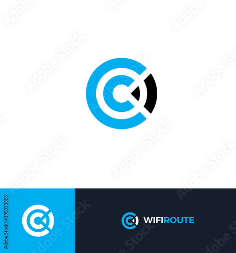Wi-Fi flat style vector logo concept. Wireless signal isolated icon. Wifi abstract zone symbol. Letter C