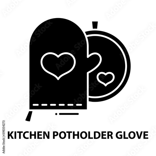 kitchen potholder glove icon, black vector sign with editable strokes, concept illustration