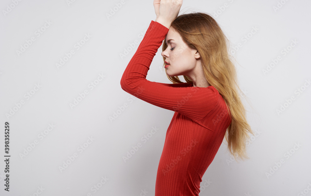 Pretty woman in red dress posing elegant style glamor luxury Pretty woman in red dress posing elegant style glamor luxury