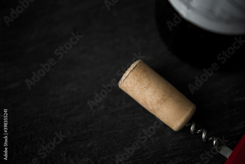 Uncorked cork in the corkscrew
