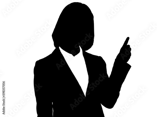 指差しをする女性ビジネスマンシルエット2