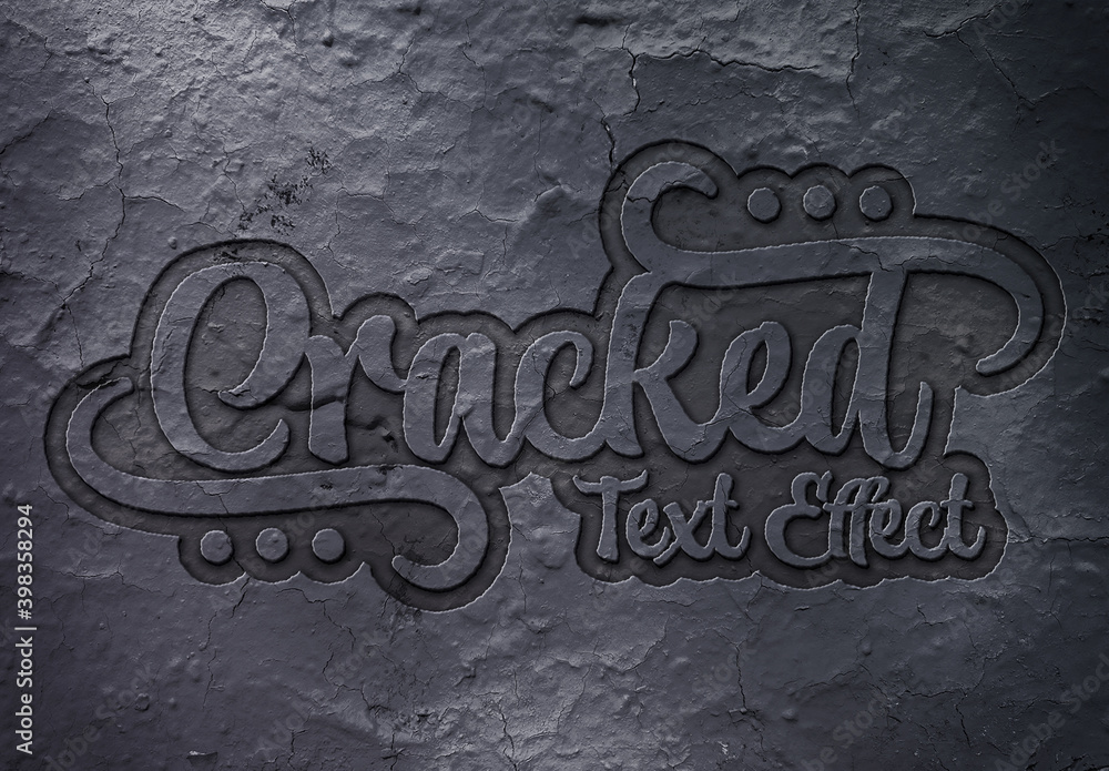 Debossed Text Effect on Cracked Surface Mockup Stock Template Adobe Stock