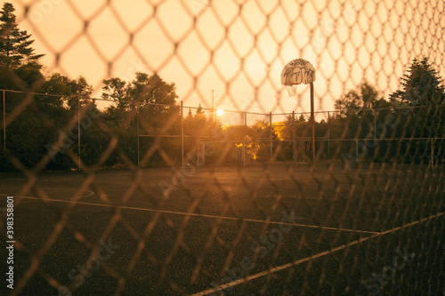 empty basketball court at night