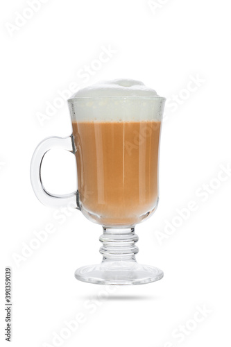  latte in a transparent cup isolated on white background