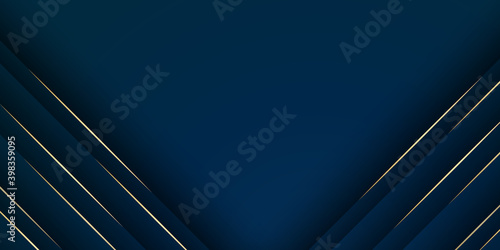 
Abstract template dark blue luxury premium background with luxury triangles pattern and gold lighting lines. 