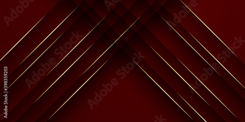 Luxury background design with red paper and golden light element decoration. Elegant shape vector layout template illustration for use cover magazine, poster, flyer, invitation, product packaging
