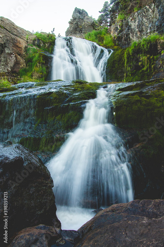 Brilliant green waterfall in newfoundland