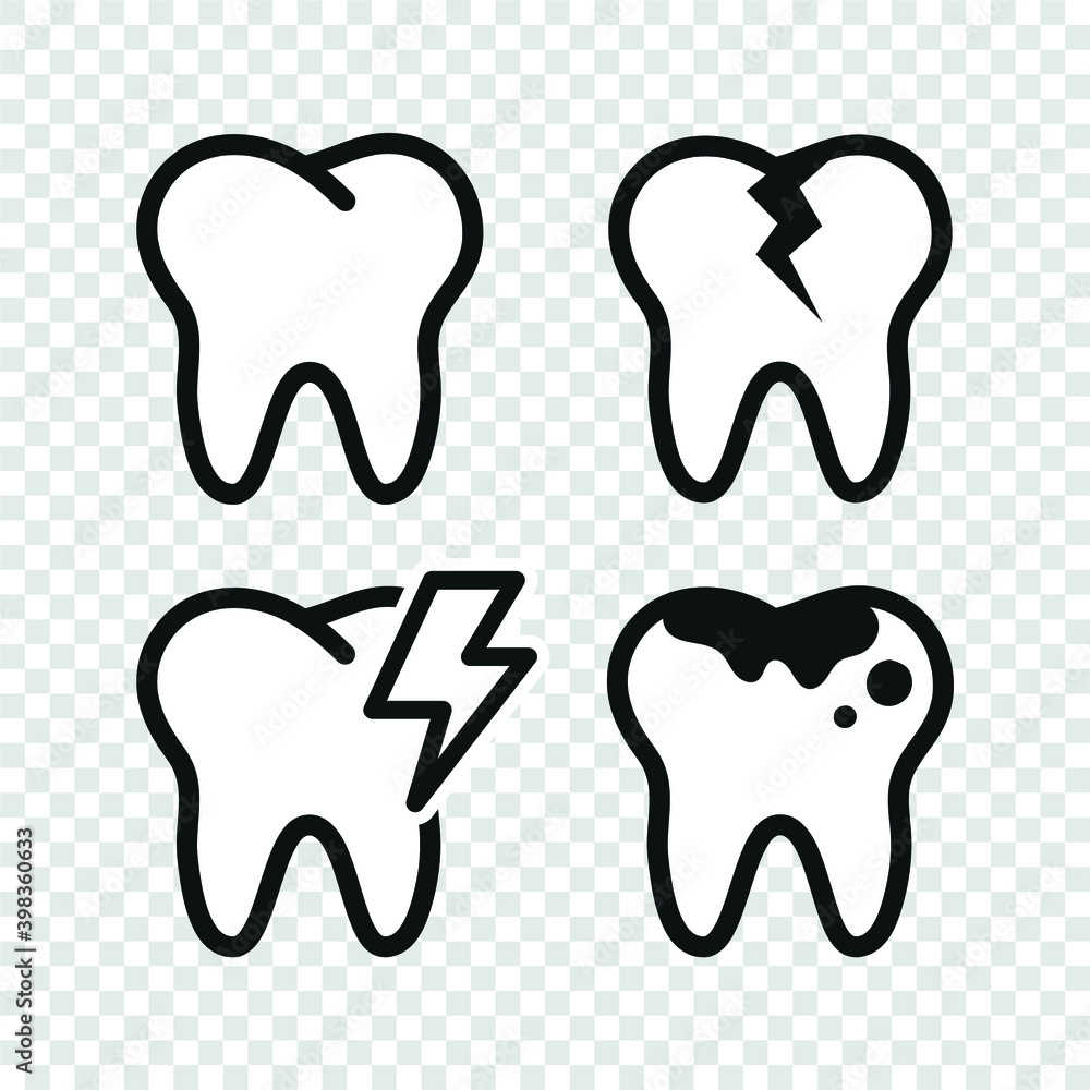 Vector image. Collection of grinding wheels icons. Image of cavities, molar implant and toothache. Vector image. Collection of grinding wheels icons. Image of cavities, molar implant and toothache.