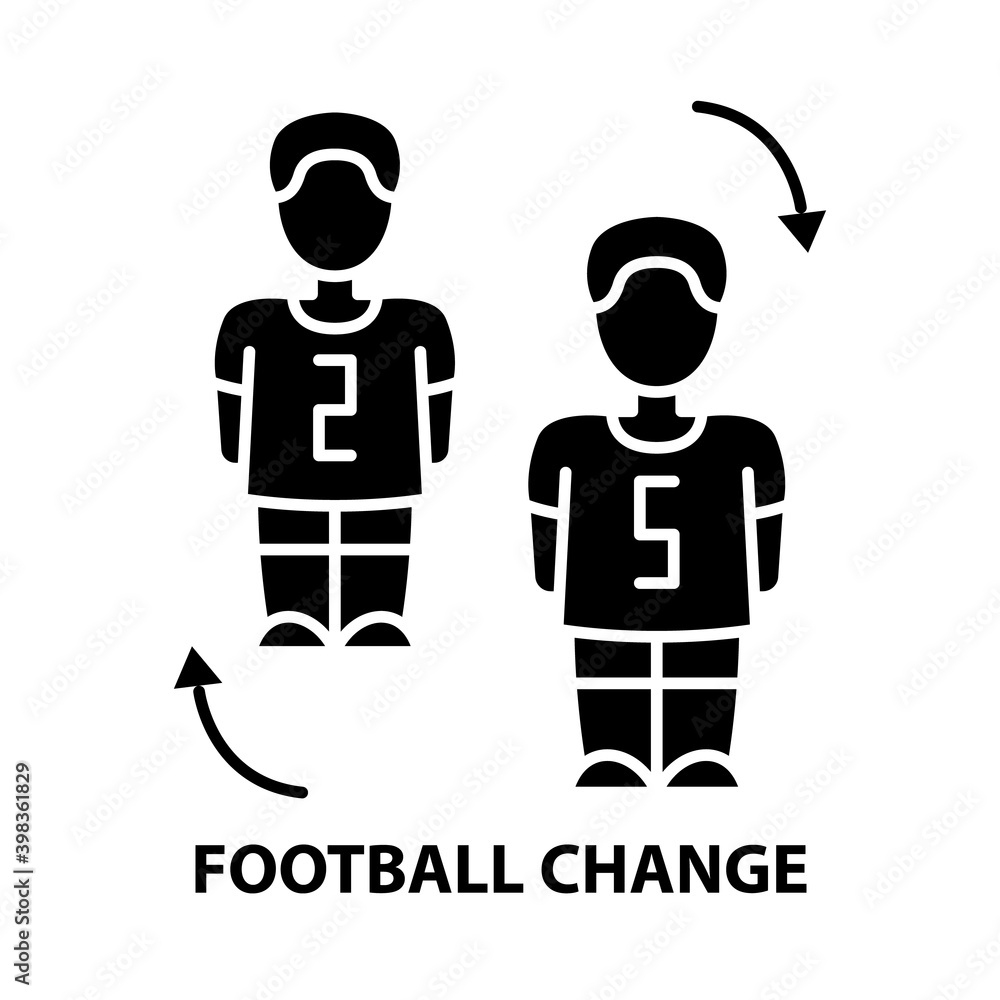 football change icon, black vector sign with editable strokes, concept illustration