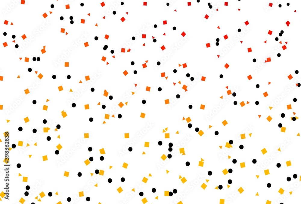 Light Orange vector template with crystals, circles, squares.