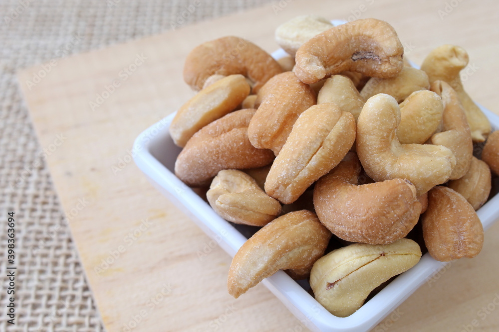 Fototapeta premium Portion of cashews with salt