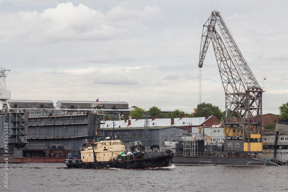 Russian tugboat in Neva River