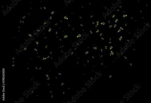 Dark green vector template with man, woman symbols.