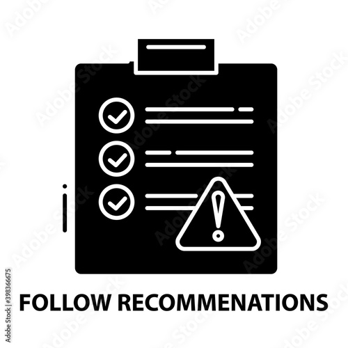 follow recommenations icon, black vector sign with editable strokes, concept illustration