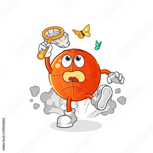 basketball catch butterfly illustration. character vector