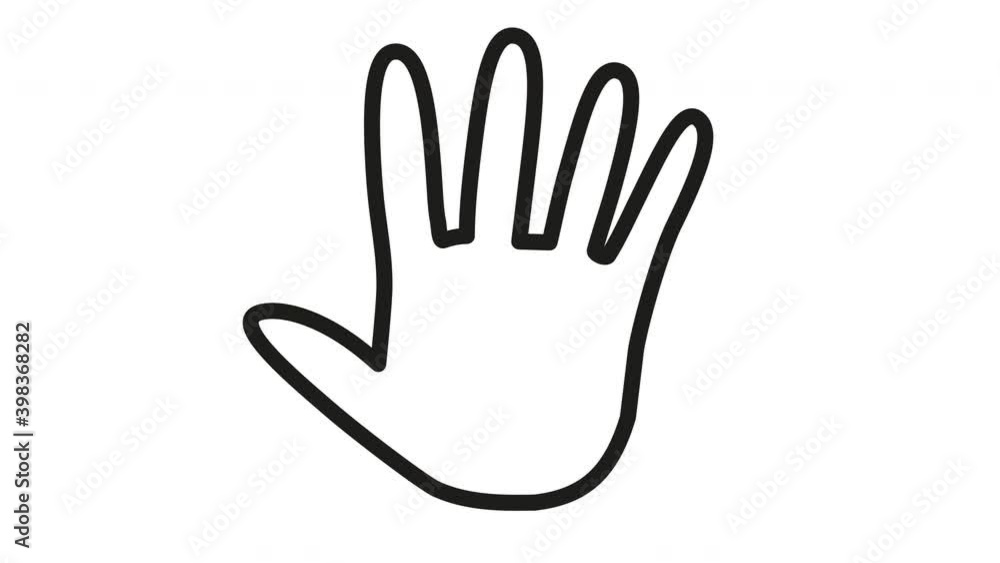 Animated line hand on a white background. A sign of greeting or farewell. Stock clip in 4k size. Self-drawing for presentations and white fighting animations. Animated line hand on a white background. A sign of greeting or farewell. Stock clip in 4k size. Self-drawing for presentations and white fighting animations.