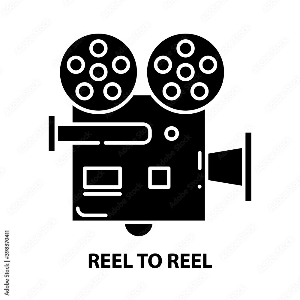 reel to reel icon, black vector sign with editable strokes, concept illustration reel to reel icon, black vector sign with editable strokes, concept illustration