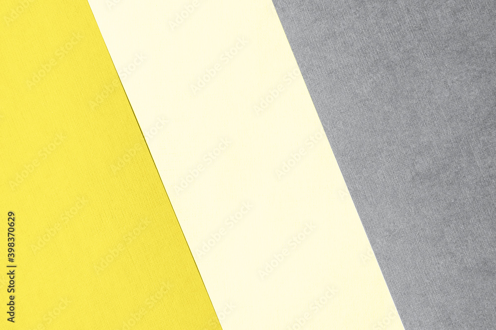 Paper for pastel overlap in trendy yellow and grey colors for background, banner, presentation template. Color 2021 concept. Creative modern background design in trendy colors. Paper for pastel overlap in trendy yellow and grey colors for background, banner, presentation template. Color 2021 concept. Creative modern background design in trendy colors.