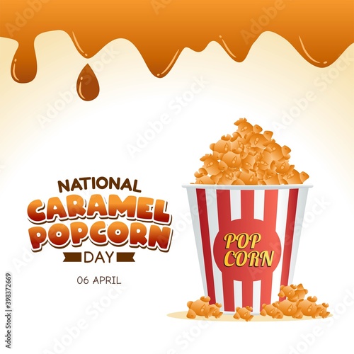 National Caramel Popcorn Day Vector Illustration. Suitable for greeting card poster and banner.