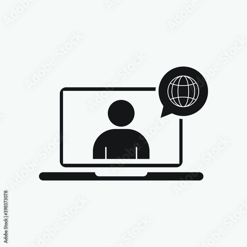 Online training in laptop icon. isolated on white background
